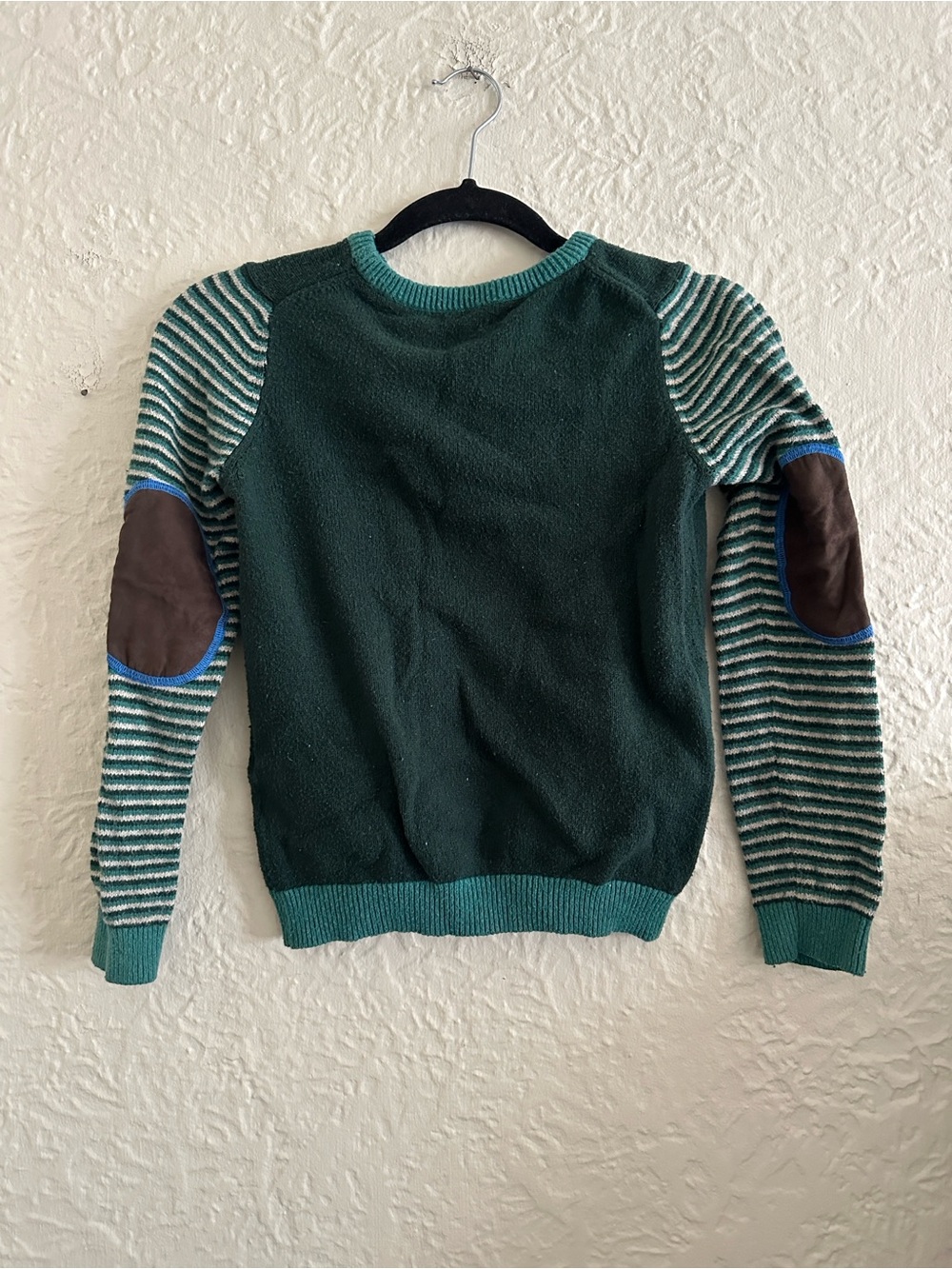 Mini Boden Boys Deer Sweater Long Sleeve Crewneck Green Blue 9-10Y Wool - Picture 2 of 4